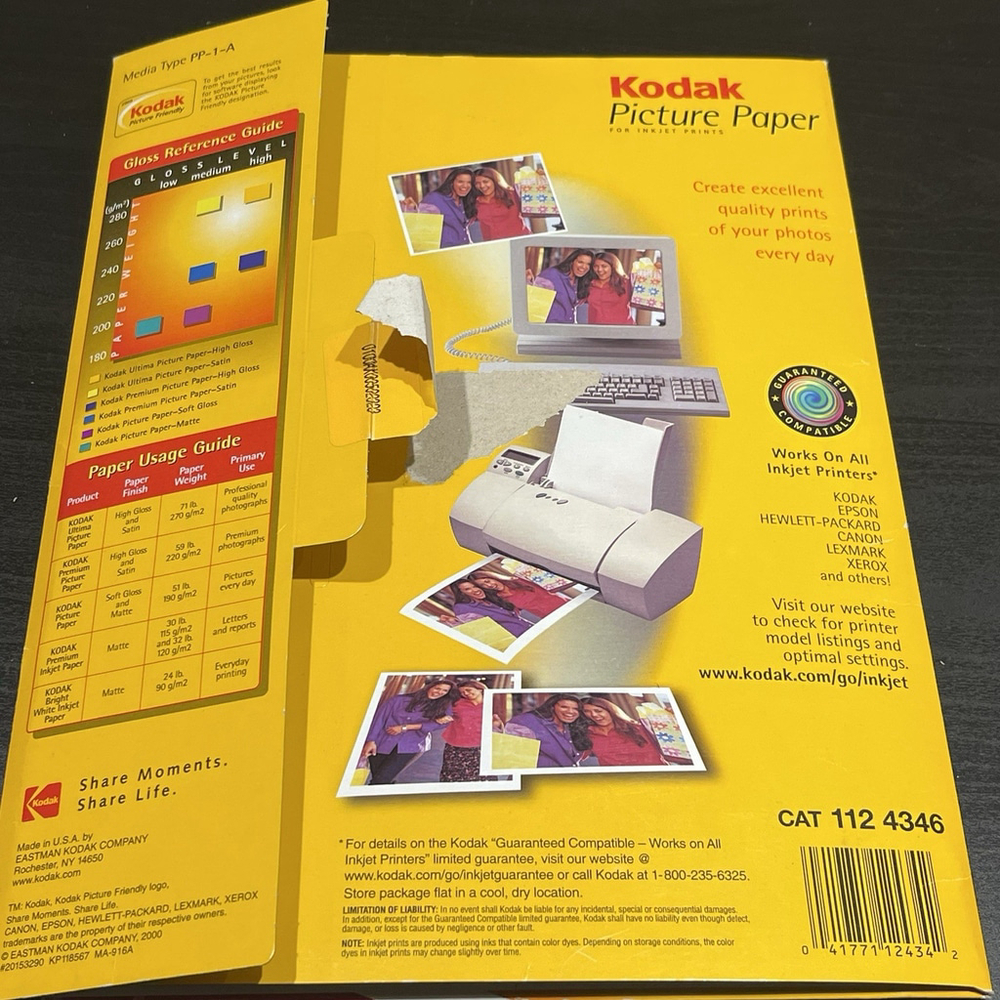 KODAK Picture Paper For Inkjet Printers Soft Gloss 20 Sheets 8.5 x11 OPENED - Picture 8 of 8